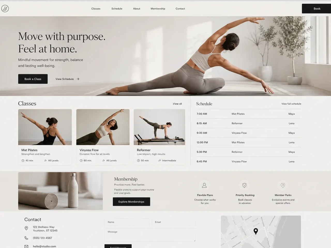 Screenshot concept di sito web per uno studio wellness